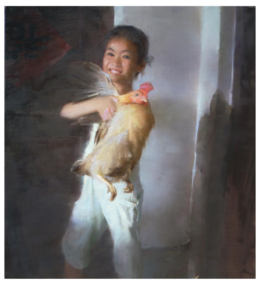 ruo_li___a_young_girl_and_her_hen_by_oil