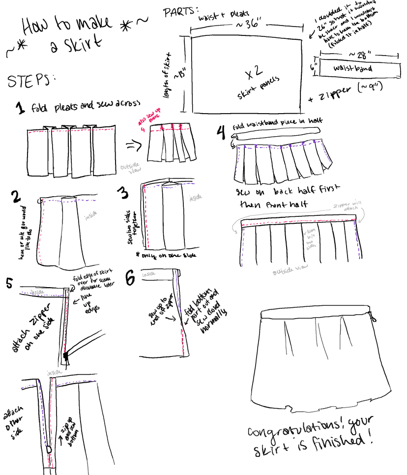 TUTORIAL: make a pleated skirt by YinYuHua on DeviantArt
