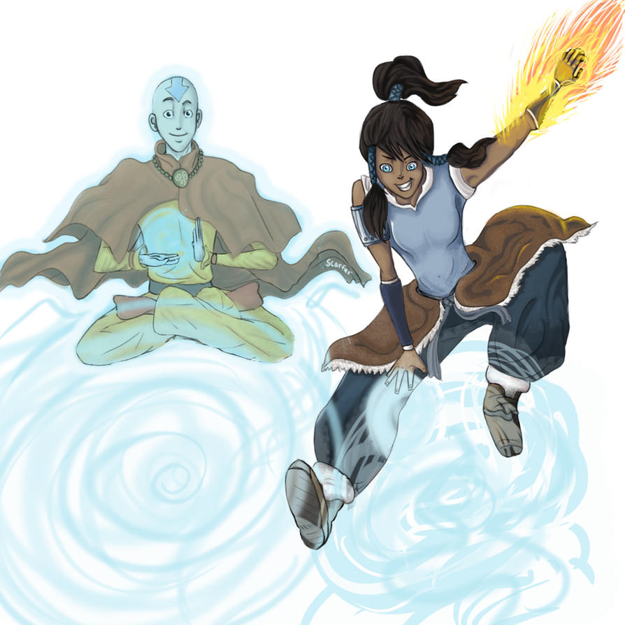 Korra and Aang by scarfur on DeviantArt