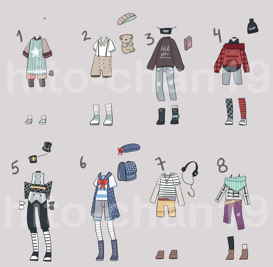 [Auction][CLOSED] Outfit Batch 8 by tinyhito on DeviantArt