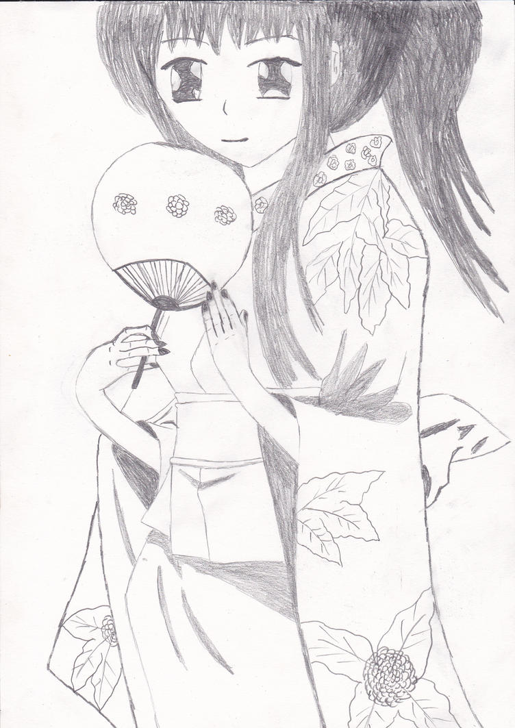 anime girl in kimono yuki drawing by me by naruXhinata on DeviantArt