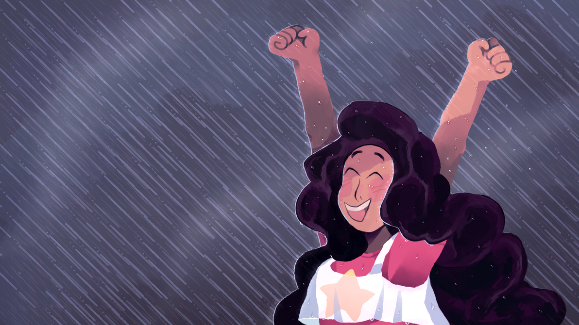 I needed a new desktop background so I drew Stevonnie + rain... Both very treasured by me. ;3 You can also use it if you want !!