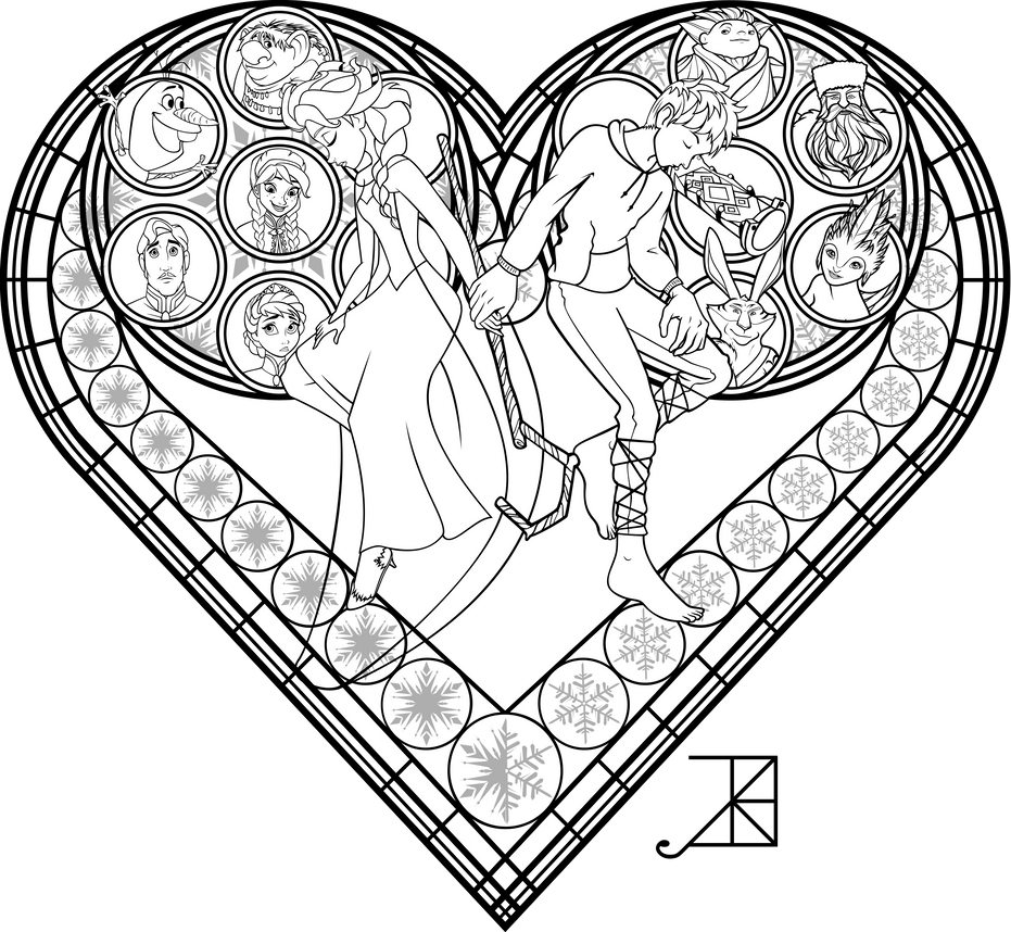 Stained Glass Coloring Page Frosted Love by Akili Amethyst