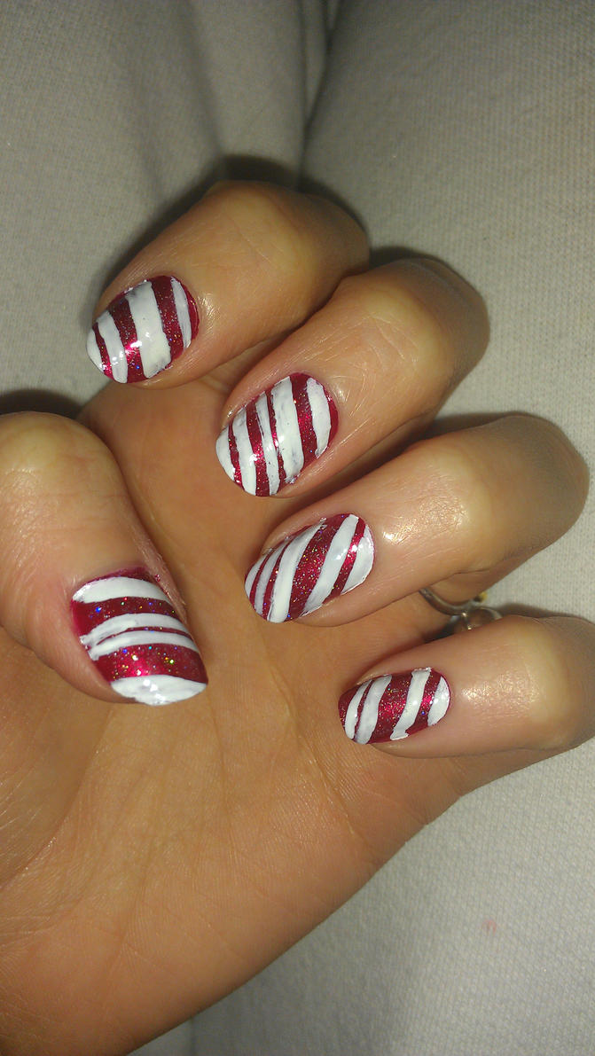 Candy cane nails by rabbithat8 on DeviantArt