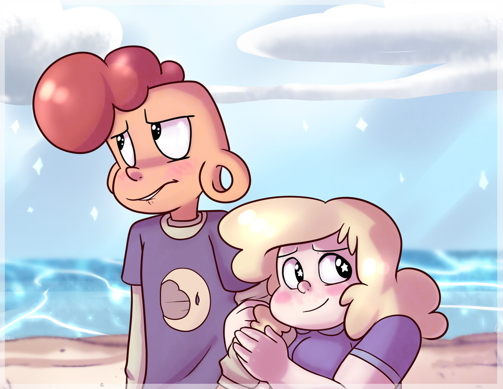 welp... It was bound to happen... I fell in love with Steven Universe...and I freaking LOVE Lars and Sadie <3 omg so i drew a cutesy little thing of them~