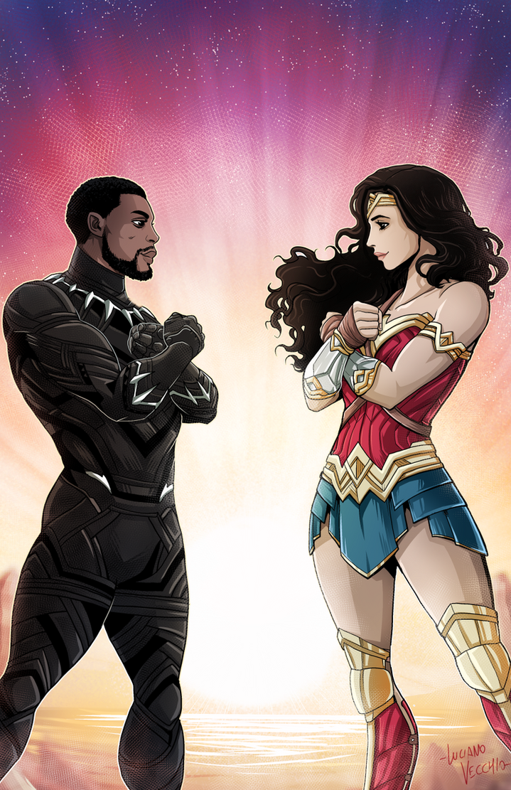 Black Panther and Wonder Woman Empowering Heroes by LucianoVecchio