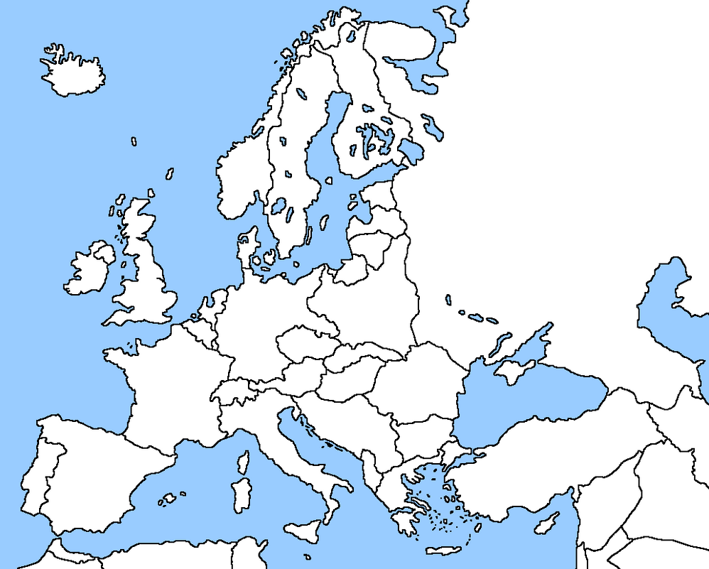 Unmarked Map Of Europe - Blank map of Europe including black & white ...