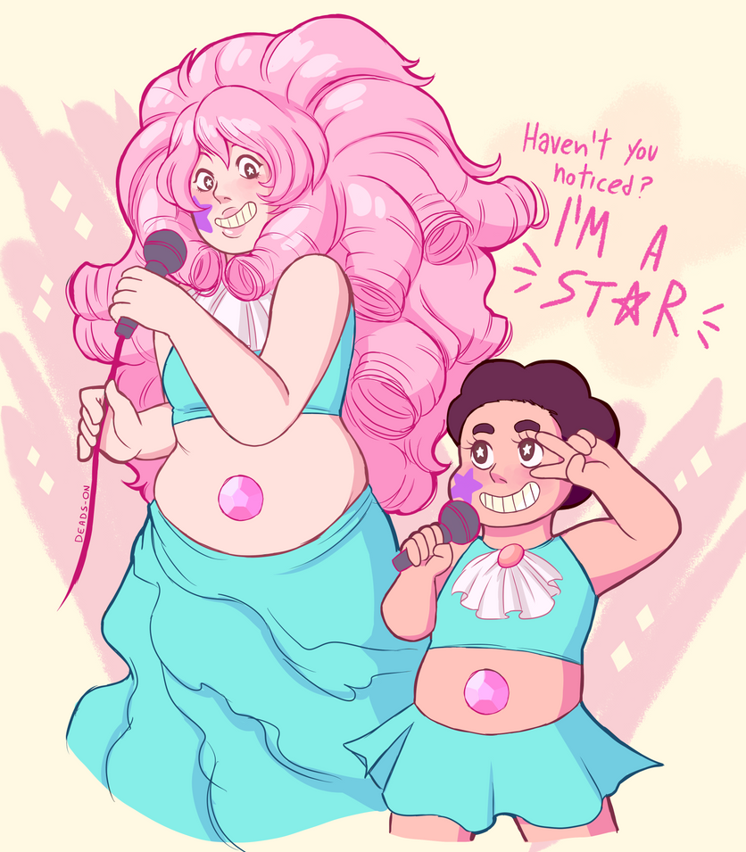 I had to draw something quick. I loved that episode. And I feel as they'd be super proud of each other! Steven is obviously standing on a stage prop or something. see on my tumblr more SU art: