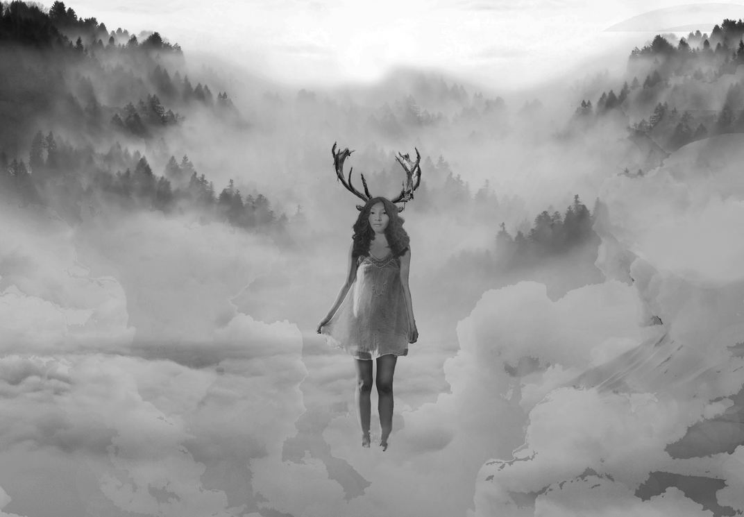 Deer woman in the fog by o0OArokQO0o on DeviantArt