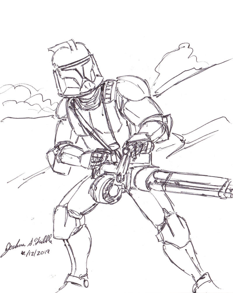 Assault Clone Trooper with Tri barrel Blaster by Tribble Industries