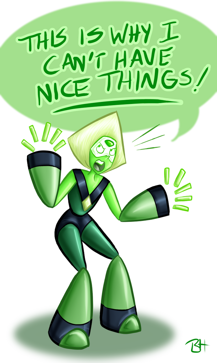 If Peridot becomes more of a recurring character, I want it to be a running joke that everyone keeps breaking her stuff. Steven Universe © Cartoon Network and Rebecca Sugar