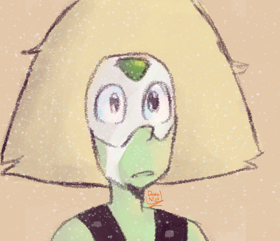 This is a sketch of everyone's favorite small green space dorito. I made this as like a boredom sketch while listening to "Peridot in the rain" and I got my friend who i was skyping to catch me up ...