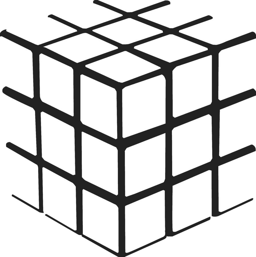 Cube vector outline by 13luemoons