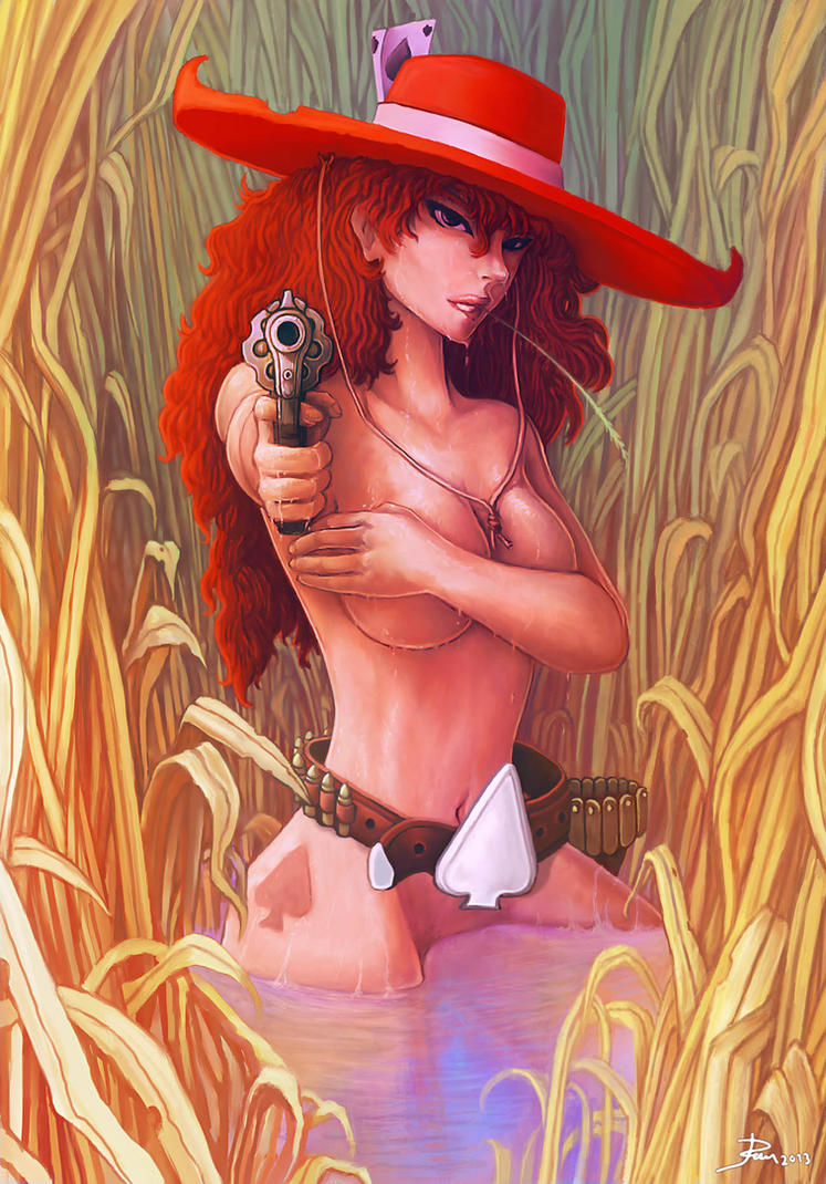 Nude sexy naked redhead cowgirl magic