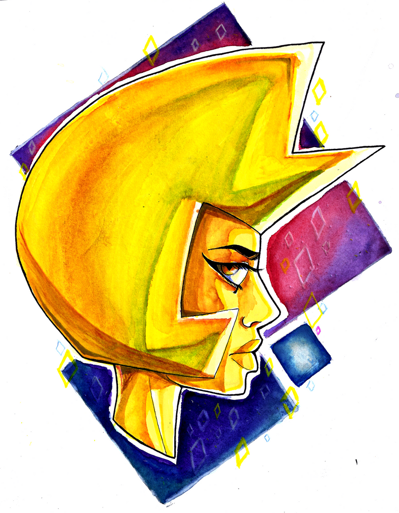 This is Yellow Diamond from Steven universe. I wanted to draw her with an expression that basically says "I dont have time for this" Also, more watercolor practice ^^ (Well actually, I used waterco...