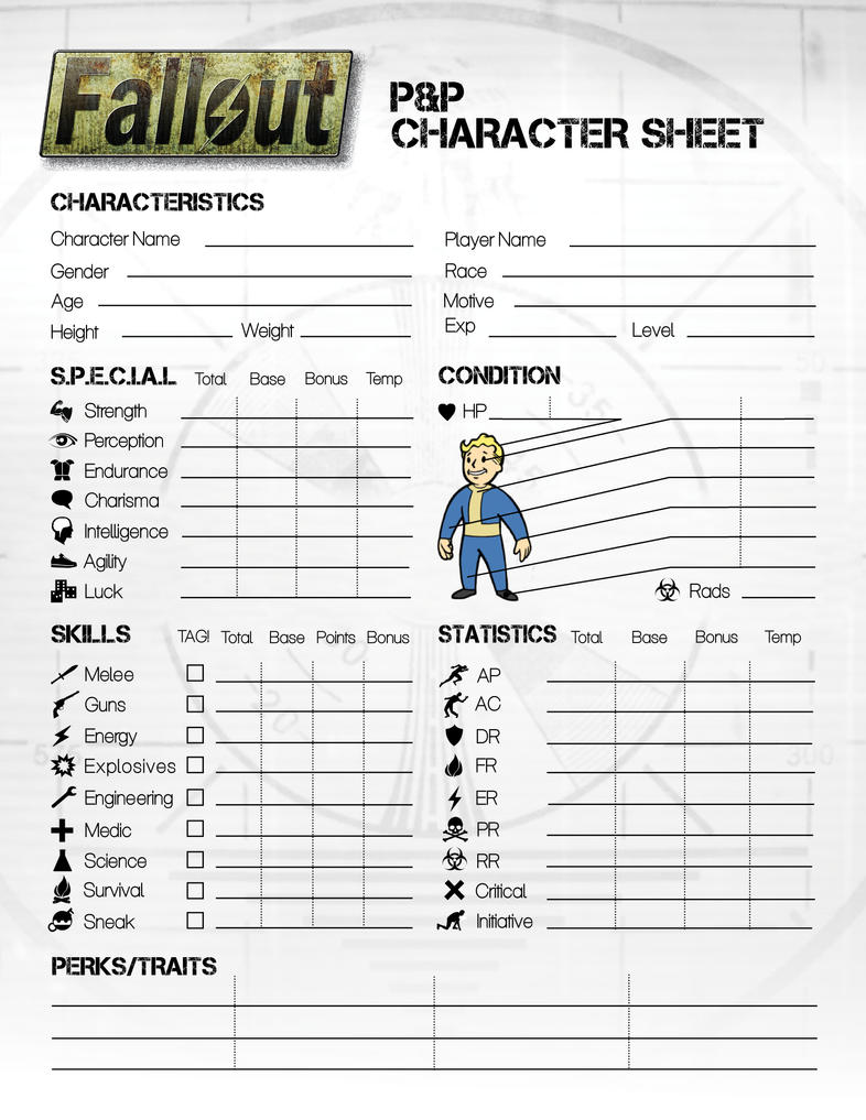 Fallout Style Character Sheets Rpg Character Sheet Character Sheet ...