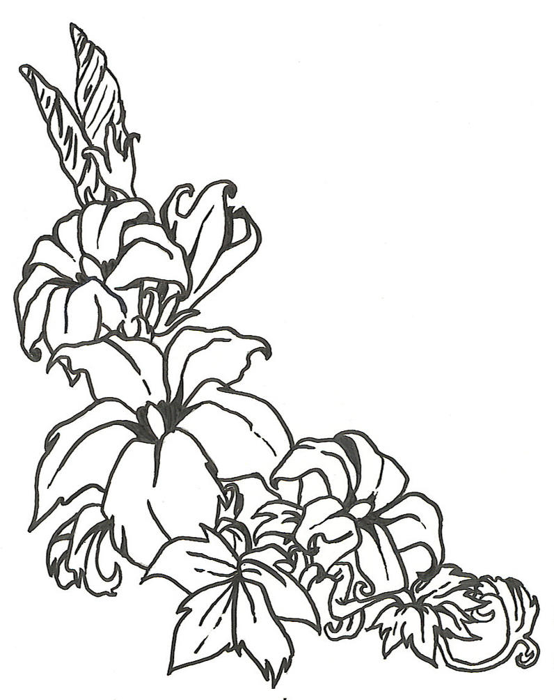 clip art line drawing flowers - photo #10