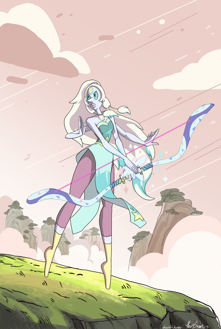 Opal is my favourite gem, including the non-fusions! Her arrival episode was so bad-ass, I started drawing this right after I watched it!
