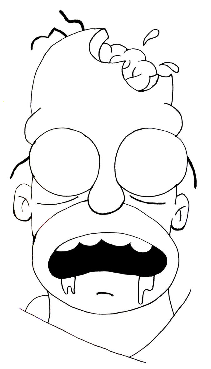 Zombie Homer Outline by ButterflyBlink