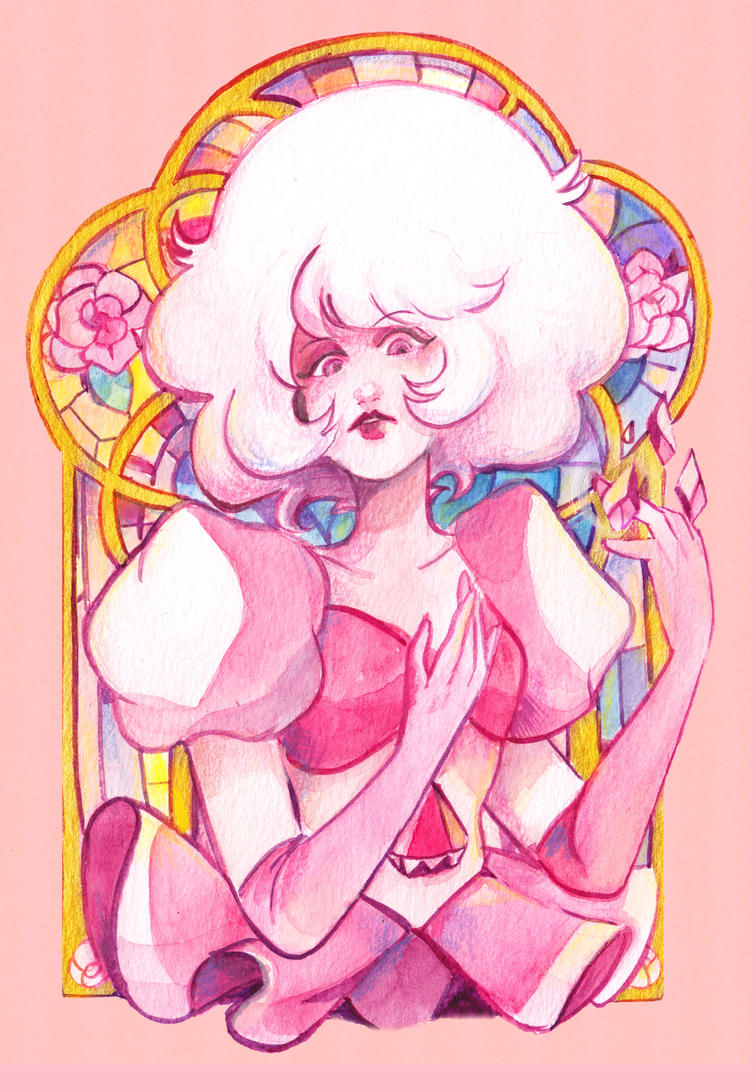 watercolor of pink diamond pinkdiamond (c) steven universe- rebecca sugar art (c) yami11