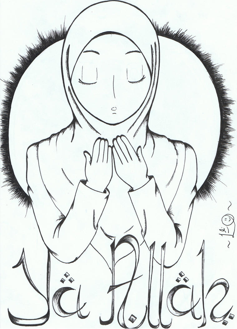 Kumpulan Animasi Muslimah Berdoa Design Kartun