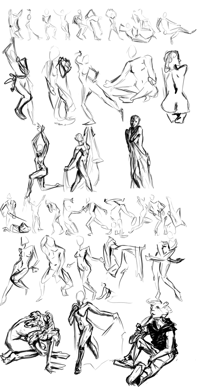 Hey all these are sketches I take 30 min every day to make Using  references I start with 30 second poses then 1 min then 5 min and the last  one is