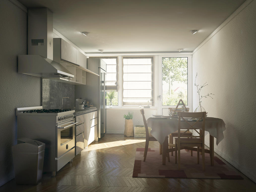 Kitchen Render Cinema 4D Vray Interior by externible on 