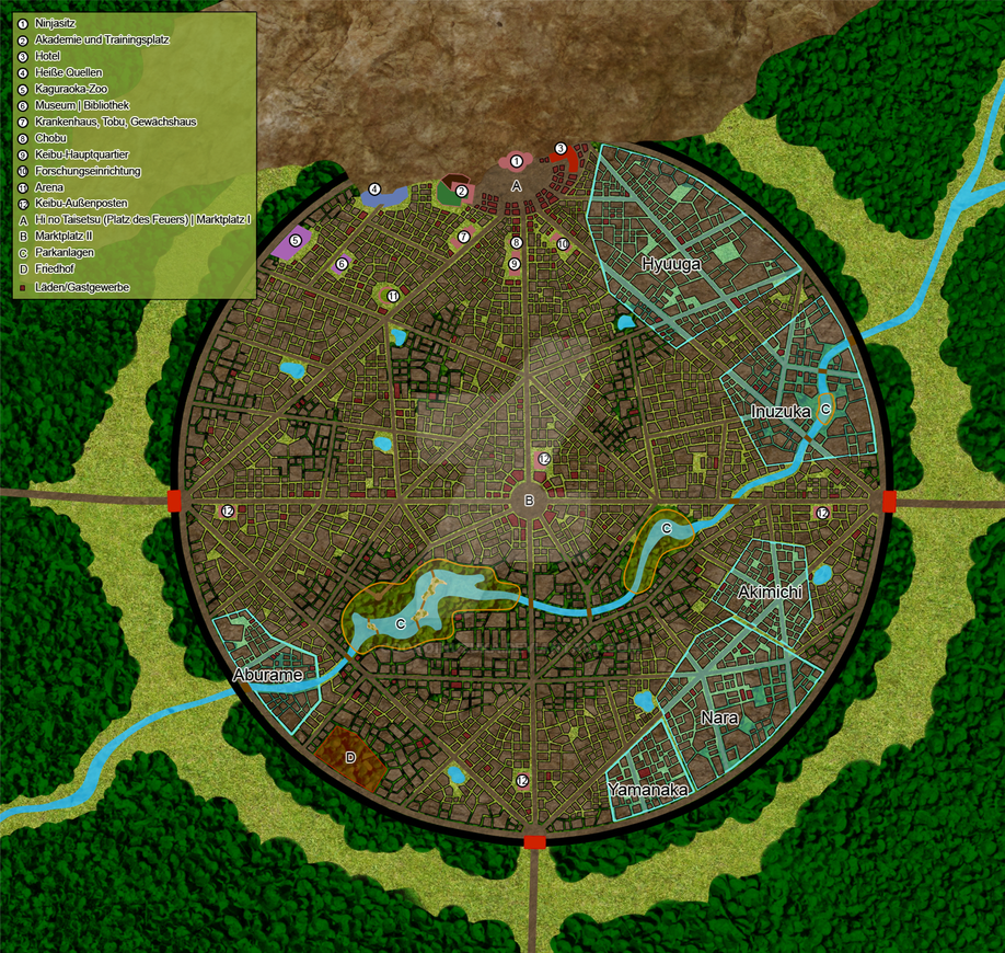 Konohagakure Map by CooroInuzuka on DeviantArt
