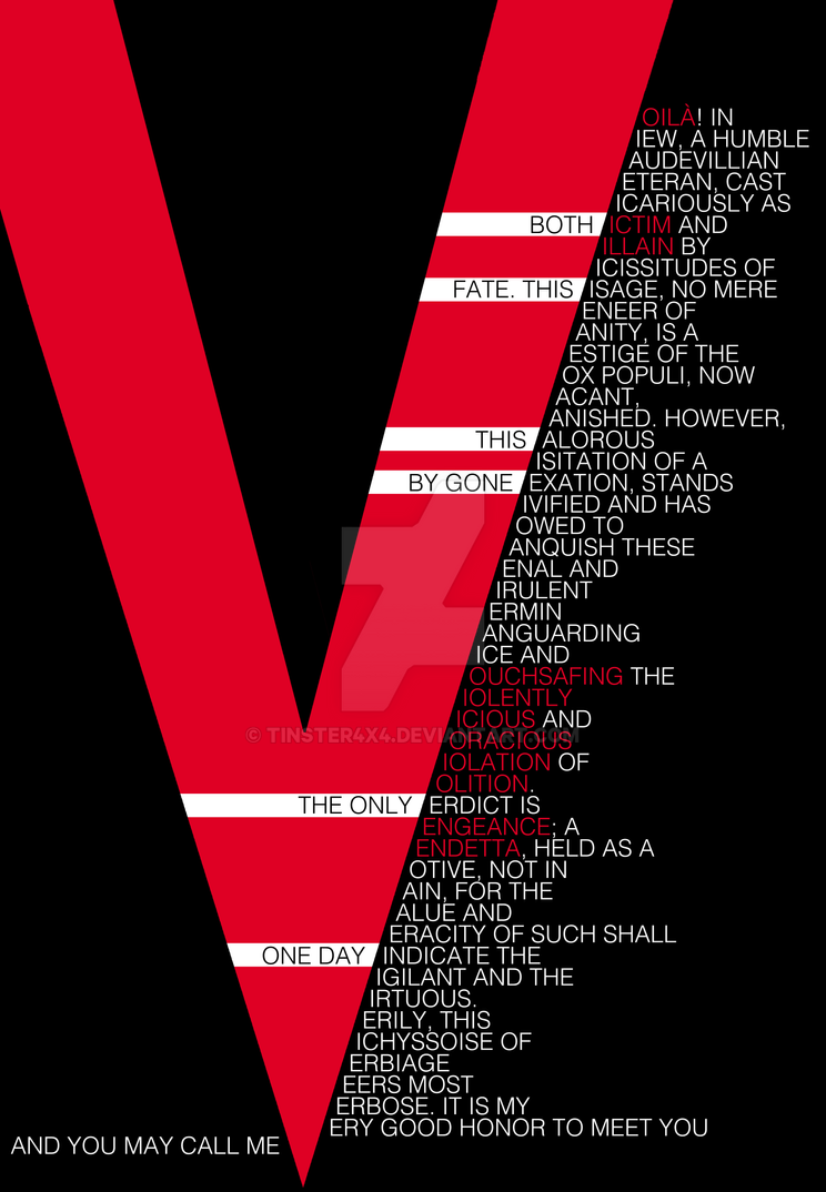 V for Vendetta V's Introduction Speech by tinster4x4 on DeviantArt