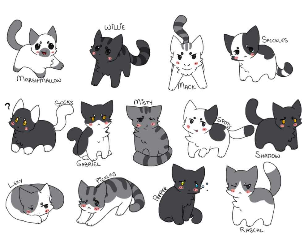 Grayscale Kittens [Neko Atsume-Fanart] by kinqchimera on DeviantArt