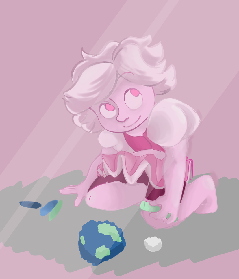 A cute little picture of Pink Diamond drawing the earth with chalk because she can sometimes be a cute little bean