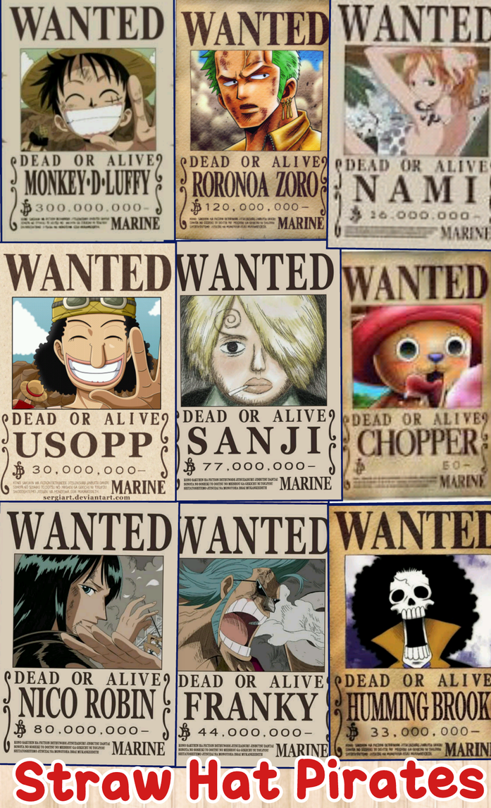 Straw Hat Pirates Wanted Posters by sakura1920 on DeviantArt