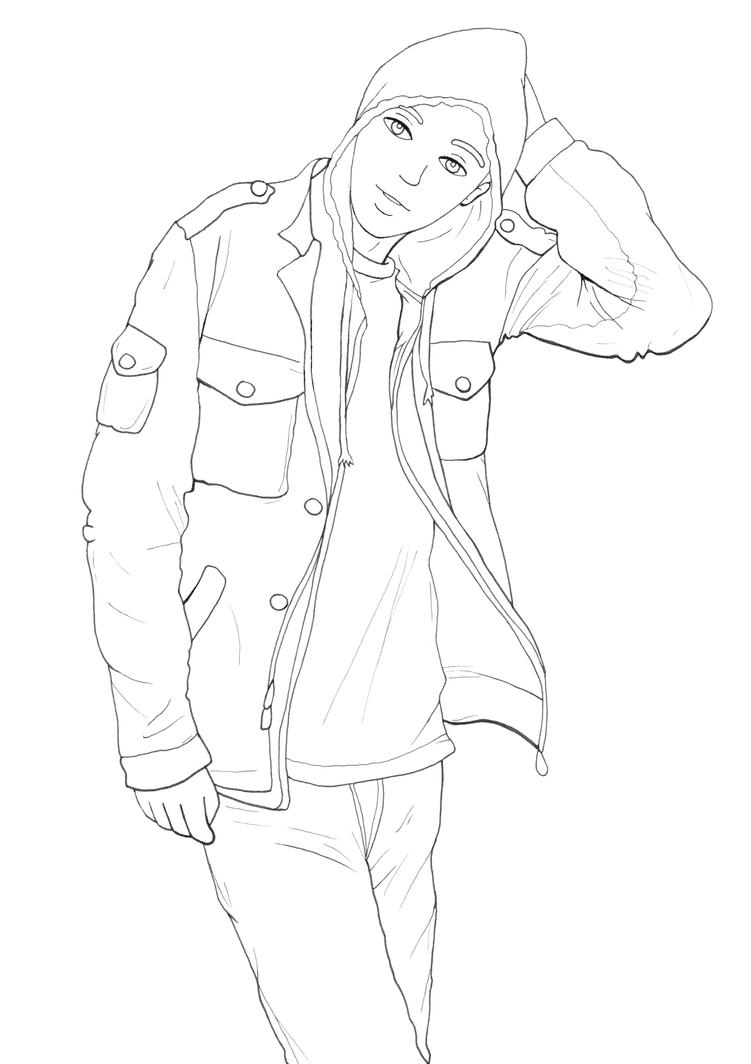 Coloring Male Anime Base Hoodie Coloring Pages