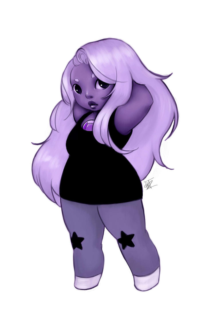 Fan art of Steven Universe's Amethyst. I'm still trying to find a comfort zone with painting this way so I keep practicing.
