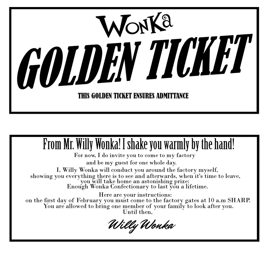 Willy Wonka Golden Ticket Printable Template Printable Templates