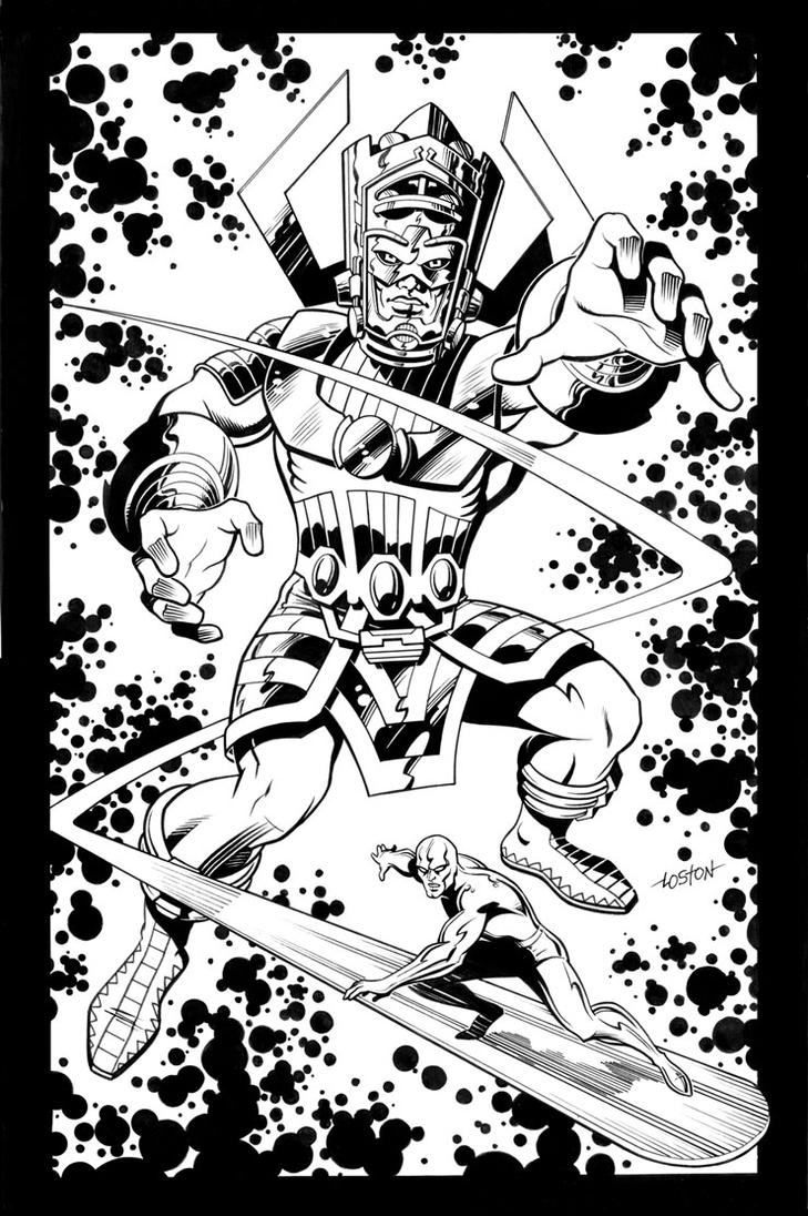Galactus and the Silver Surfer by LostonWallace