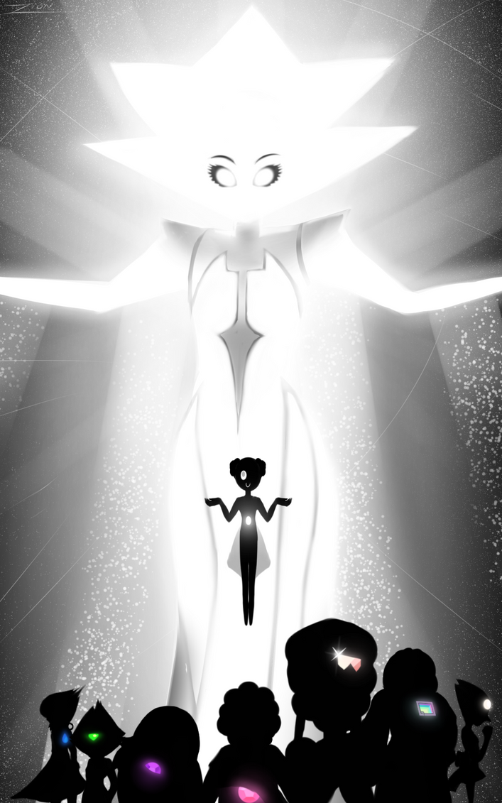 Originally, I was only going to paint White Diamond, but after all the hype about the upcoming Steven Universe movie… I caved in and made silhouettes of the Crystal Gems!