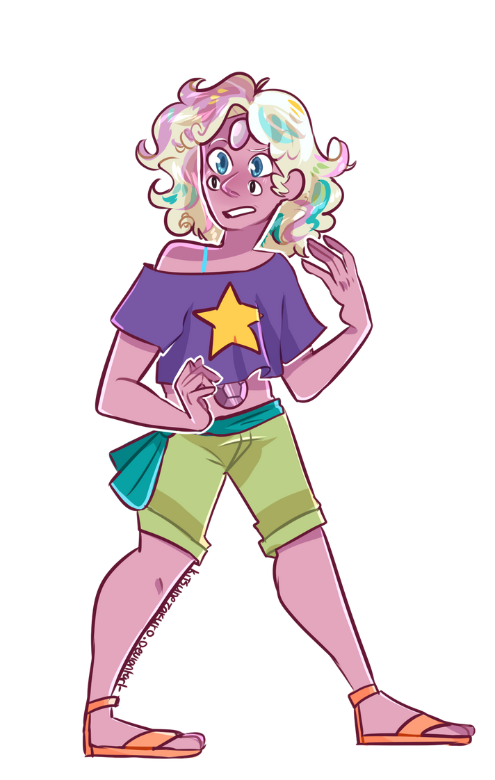 Rainbow Quartz! A younger?...version of rainbow quartz sorta?? LMao I like them! They are their own gem! Despite looking similar to Rainbow Quartz w/ rose this is the last for pearl fusions! IM SUR...