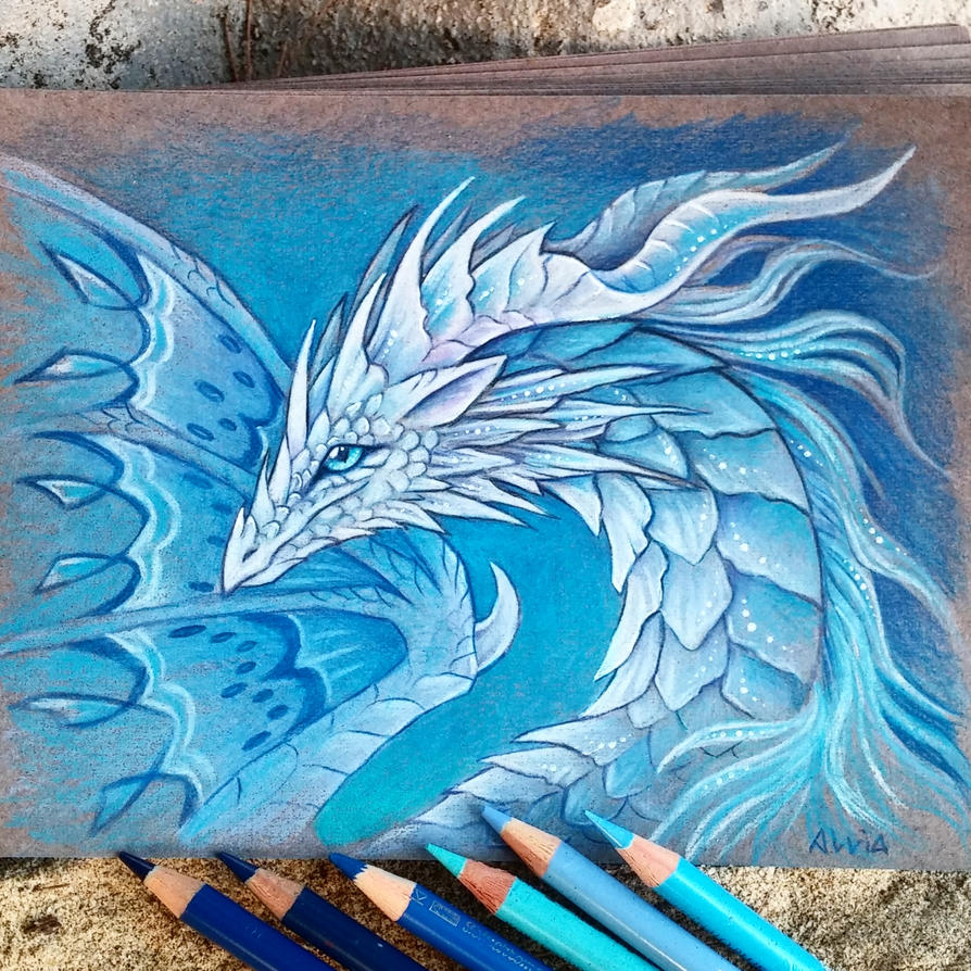 Cold white dragon by AlviaAlcedo