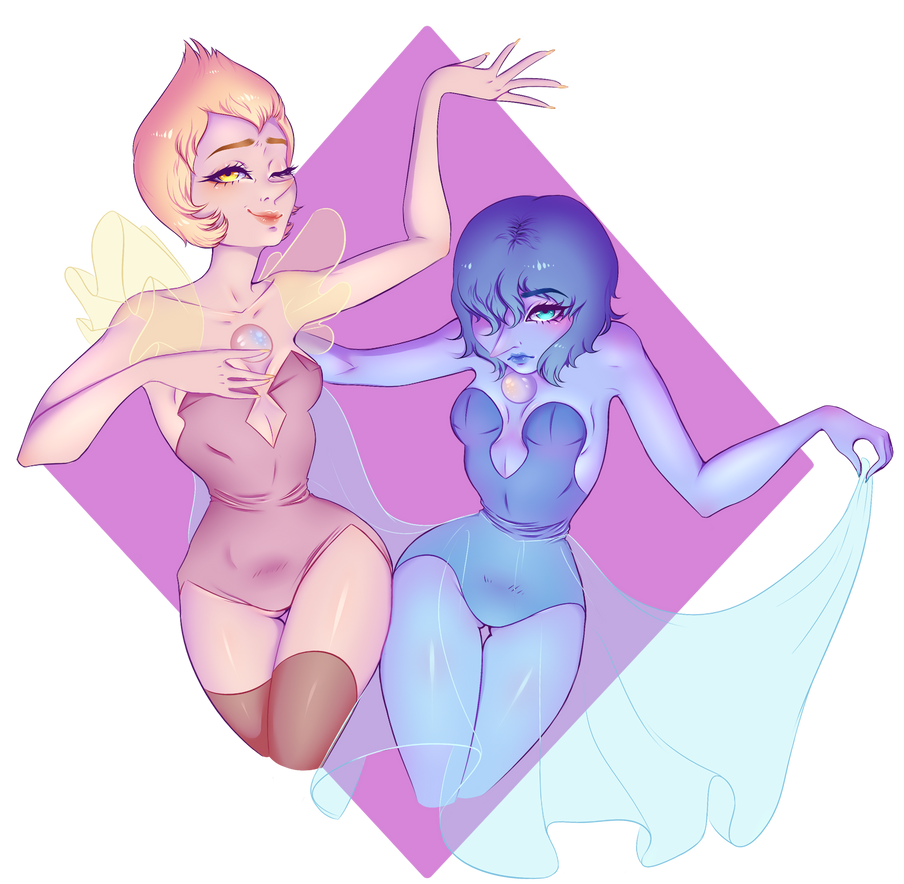 ~ All rise for the luminous Yellow Diamond, and the lustrous Blue Diamond ~ I can't believe I forgot to post this! I drew this roughly 2 months ago when the newest StevenBomb came out; it's a sort-...