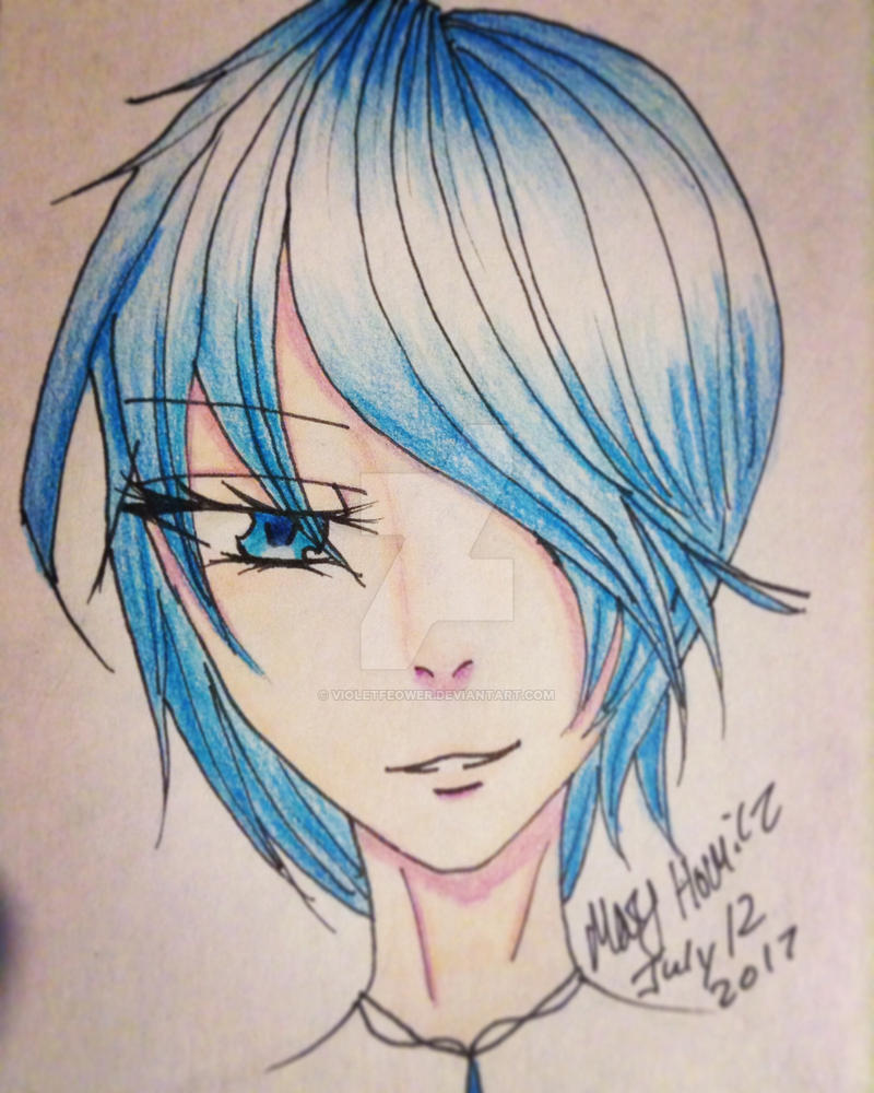 Colored pencil anime girl by VioletFeower on DeviantArt
