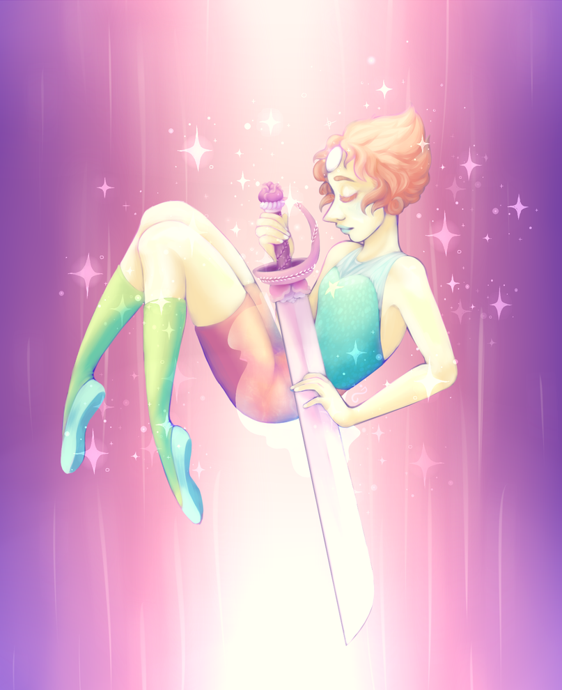 Im trying to get myself (back) into digital painting! Pearl from Steven Universe, with Rose's sword on tumblr: wonkykrystol.tumblr.com/post/1…