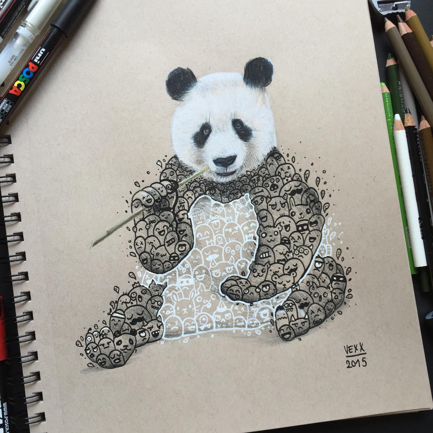 Gambar Doodle Panda Line Stickers Store Gambar Di Rebanas Rebanas
