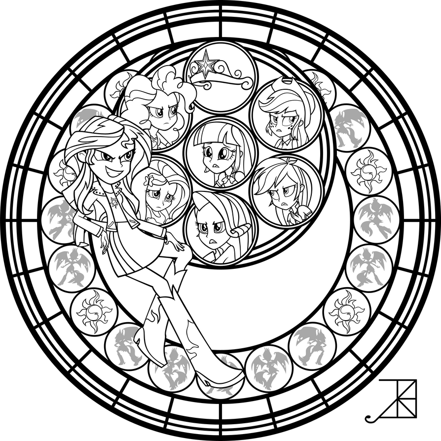 Sunset Shimmer Stained Glass Coloring Page by Akili Amethyst