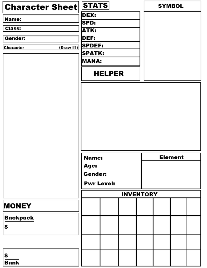 Roleplay Character Sheet Template