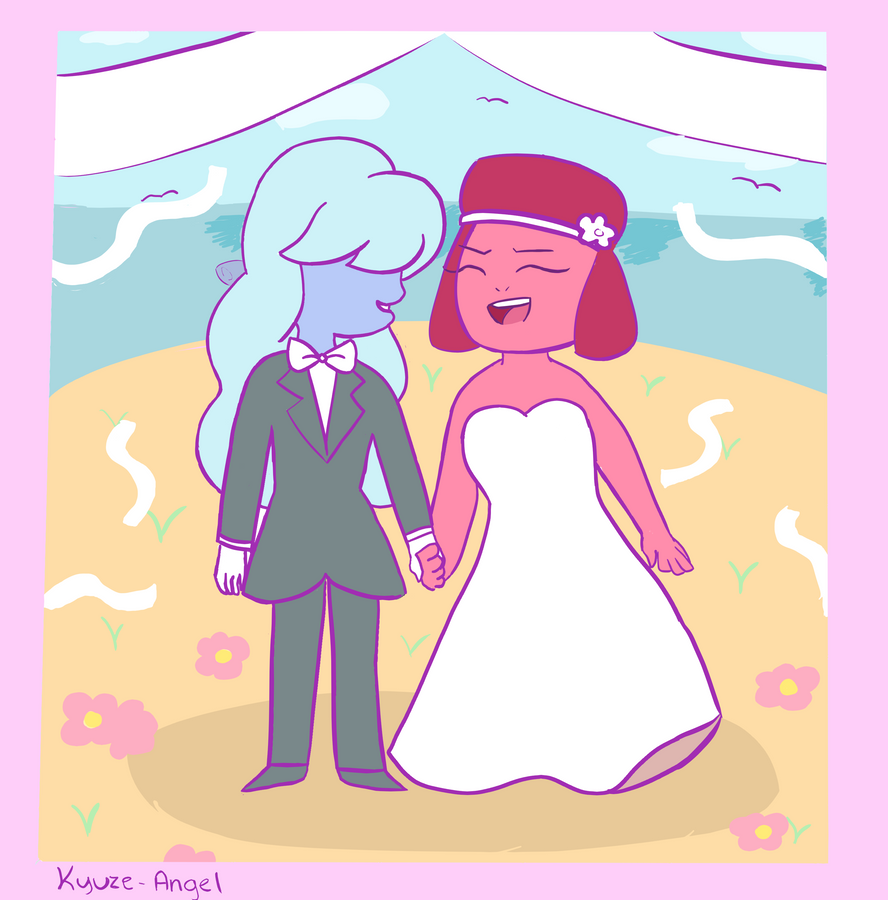 My program, tablet, and laptop were acting up a lot, so this didn't turn out nearly as good as I wanted it, but I was so happy to see Ruby and Sapphire get married that I had to draw the two in the...