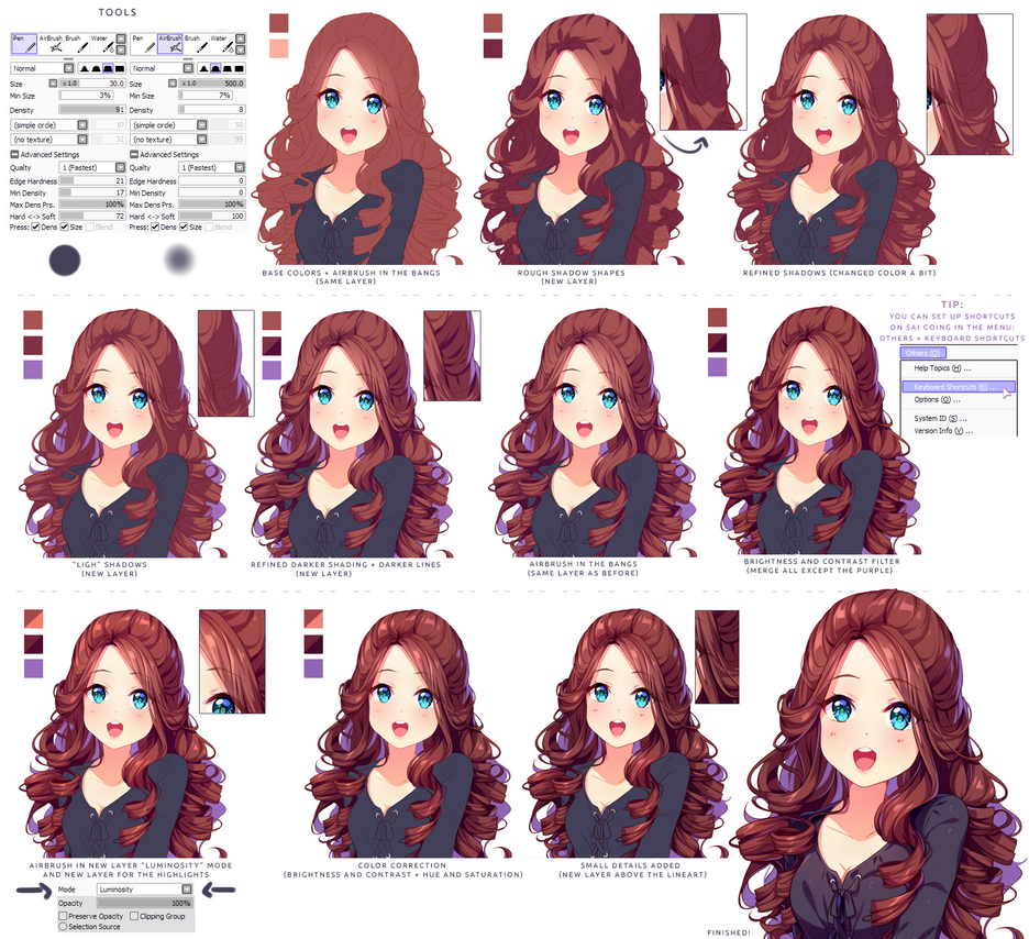 Hyan Style - Shading curly brown hair by Hyan-Doodles on DeviantArt