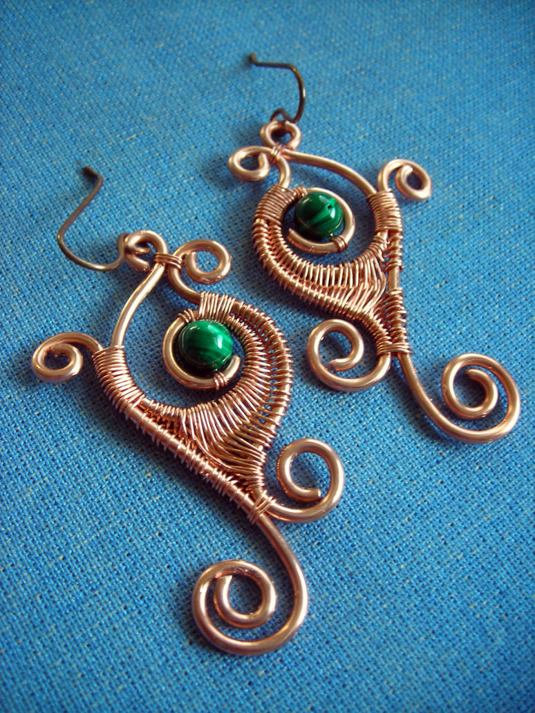 Malachite Leaf Earrings by pikabee on DeviantArt