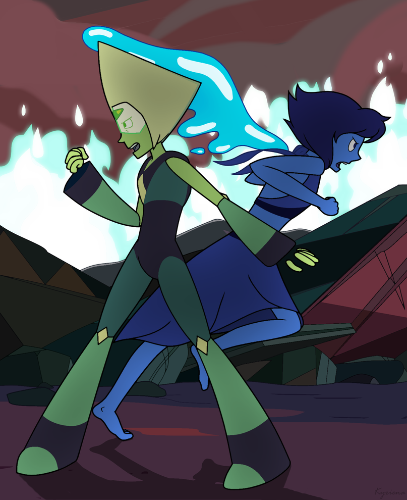 Some Lapidot for today where they've got each other covered for some sort of epic battle hahaha I do NOT own the characters featured above; they belong to Rebecca Sugar. This is fan art.