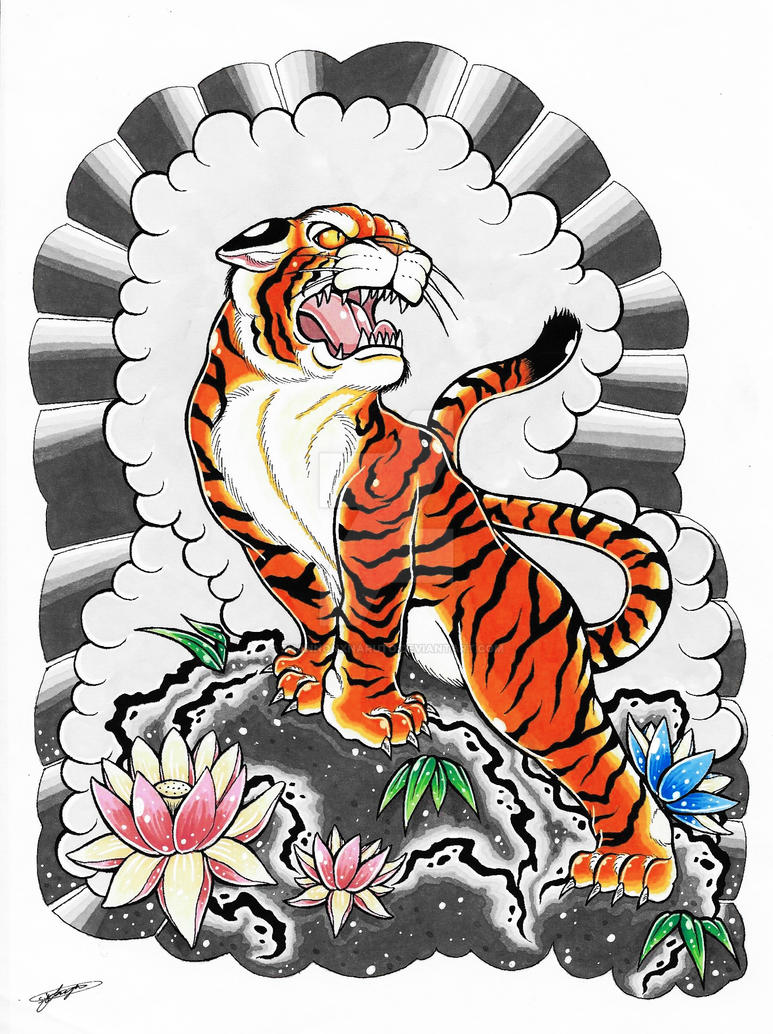 My Japanese Tiger Tattoo Design! (Coloured.) :3 by ShannonxNaruto on ...